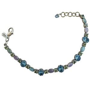 Mary DeMarco Bracelet Signed Glass Cab Crystal Rhinestone Tennis jeweled Rare